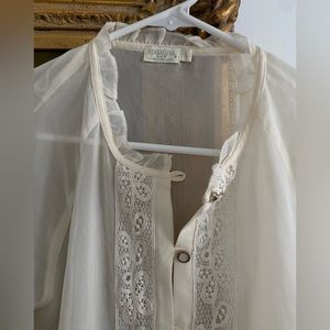 Spartina  silk blouse size Large . Sheer cream